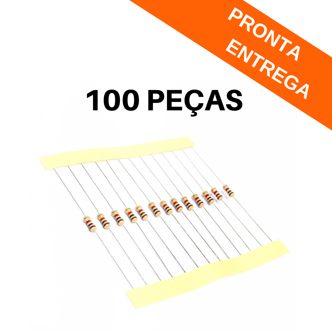 Kit 100 peças - Resistor 1K 5% 1/4W Axial CR25 - COMP-RES-22759 - Comecx Labs