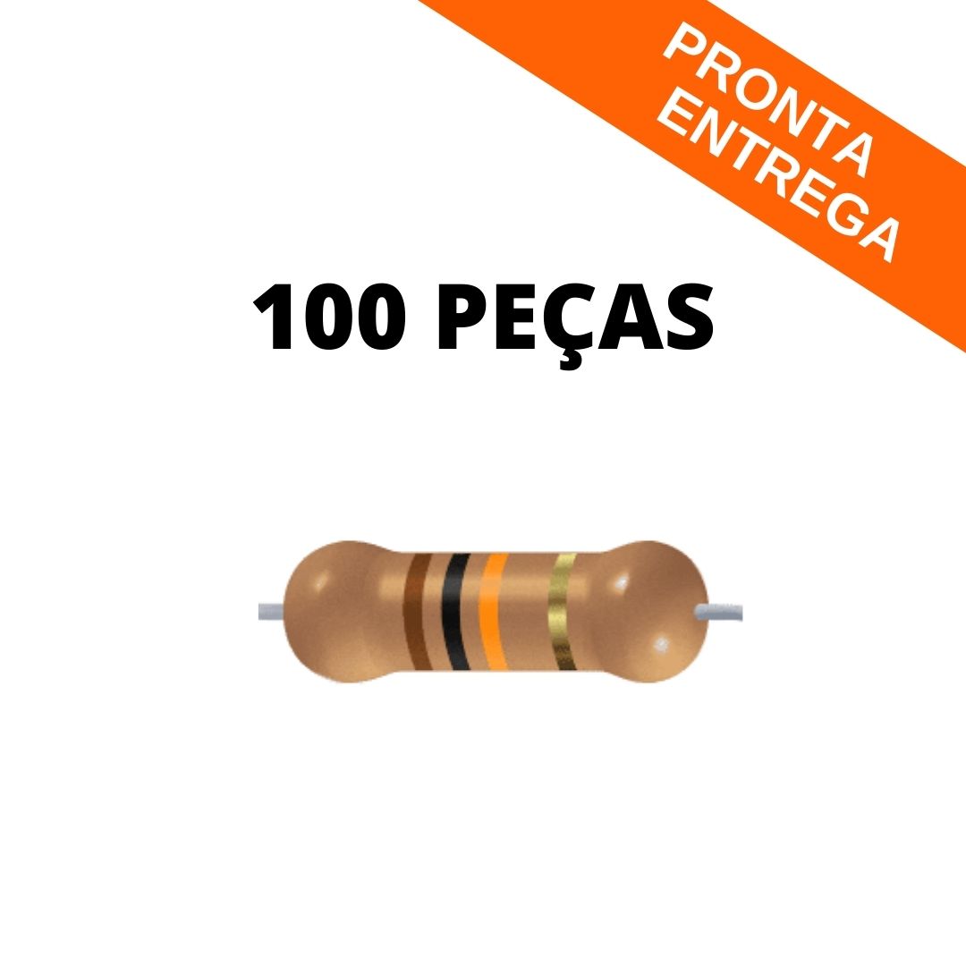 Kit 100 Peças - Resistor Metal FIlme 10K 1/2W 5% Axial - COMP-RES-63859 - Comecx Labs