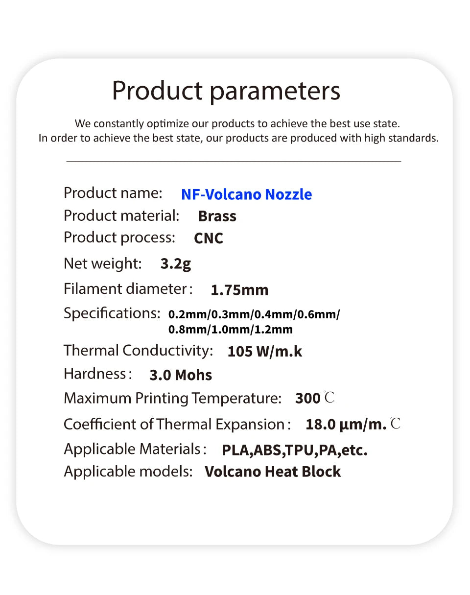 Kit 3 bicos NF Volcano para impressora 3D - imagem 8 - Comecx Labs
