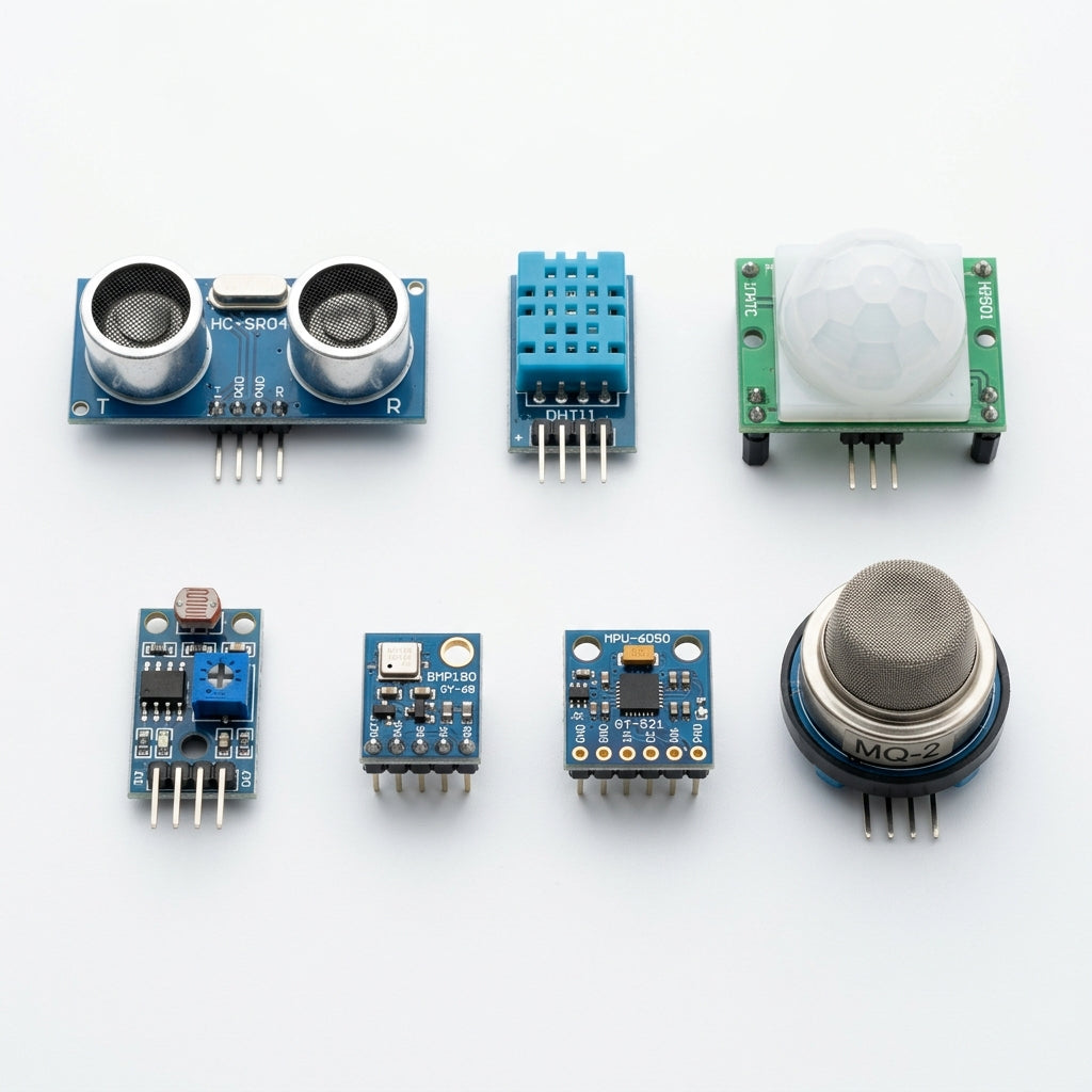 Kit 7 Sensores para Arduino e ESP32 - Temperatura, Distância, Presença e Gás - KIT-SNS-001 - Comecx Labs