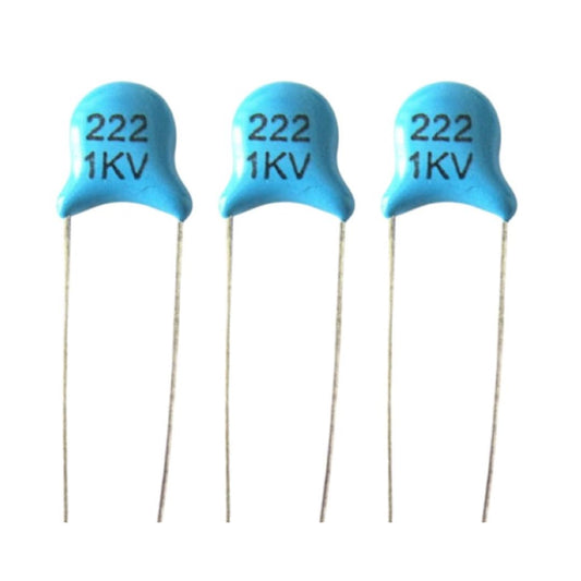 Kit com 50 Capacitores Cerâmicos Disco 2.2nF 1KV - KIT-CAP-CER-DISCO-2-2NF-1KV-GRANEL-50 - imagem 1 - Comecx Labs