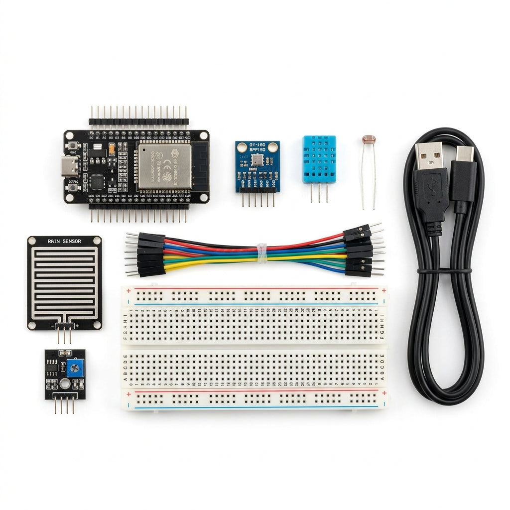 Kit Estação Meteorológica com ESP32 - Temperatura, Pressão, Umidade e Luminosidade - KIT-MET-001 - Comecx Labs