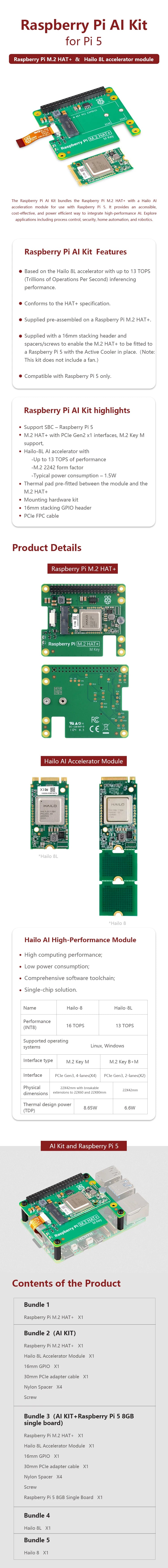 Kit de IA Raspberry Pi 5 com M.2 HAT e acelerador Hailo-8L - imagem 6 - Comecx Labs