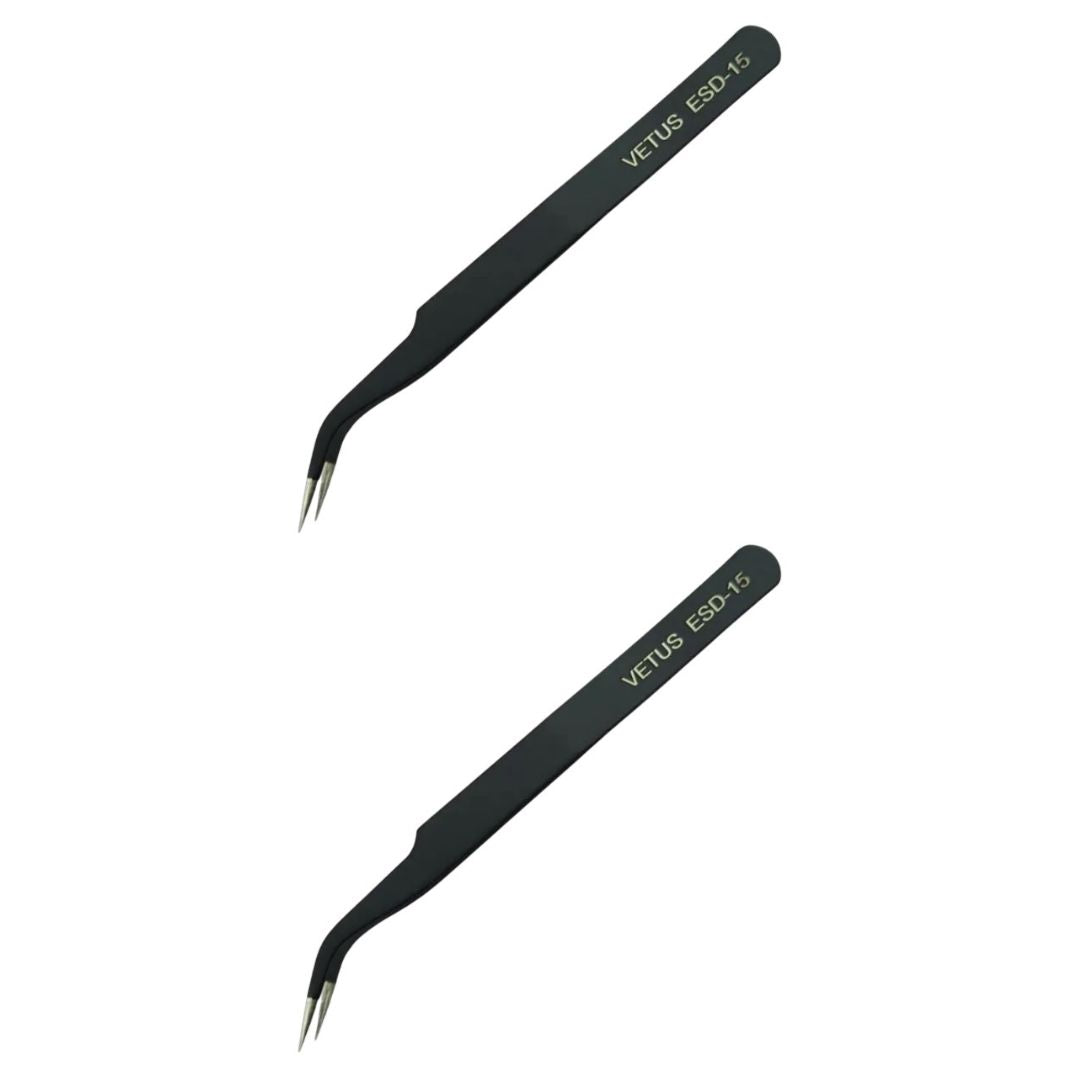 Pinça Antiestática Curva 116mm ESD-15 Vetus - FER-PINCA-ESD15 - Comecx Labs