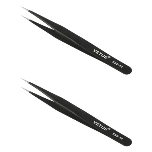 Pinça Antiestática Reta 135mm ESD-12 Vetus - FER-PINCA-ESD12 - Comecx Labs