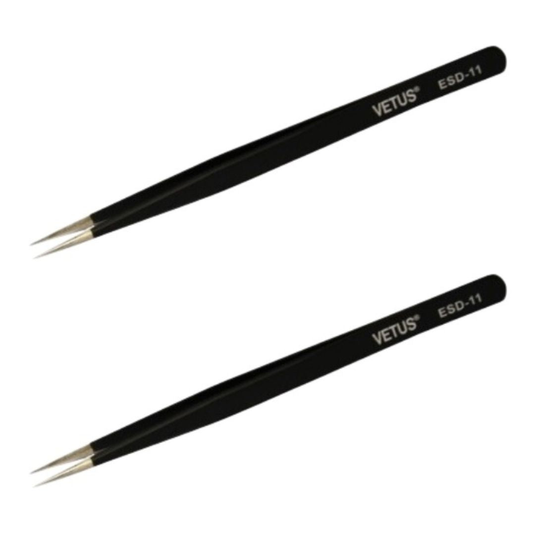 Pinça Antiestática Reta 140mm ESD-11 Vetus - FER-PINCA-ESD11 - Comecx Labs