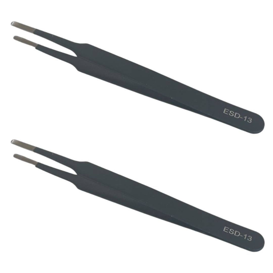 Pinça Antiestática Reta Bico Espesso 120mm ESD-13 Vetus - FER-PINCA-ESD13 - Comecx Labs