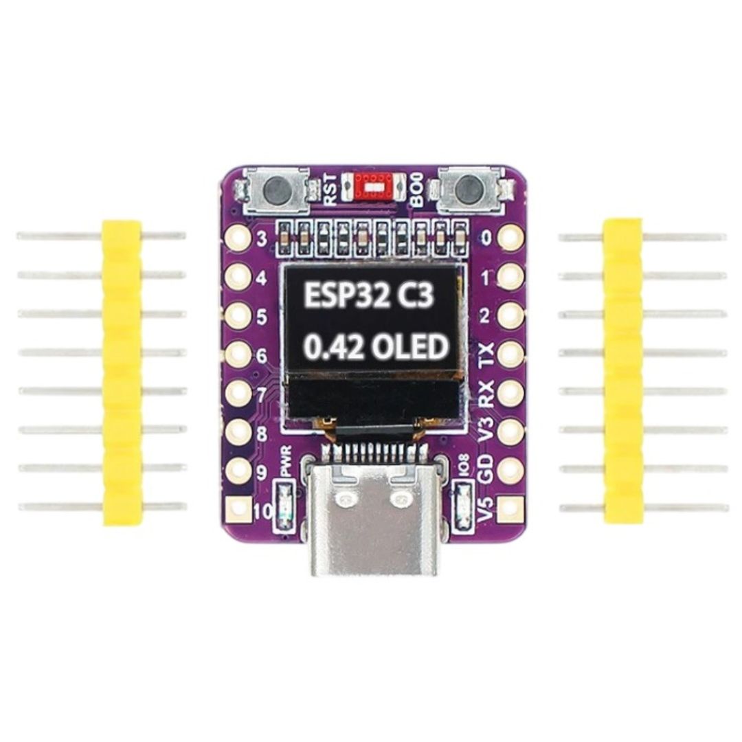 Placa OLED ESP32-C3 com Módulo 0.42 polegadas Wifi + Bluetooth USB Tipo C - CTRL-ESP32C3-OLED-042 - Comecx Labs