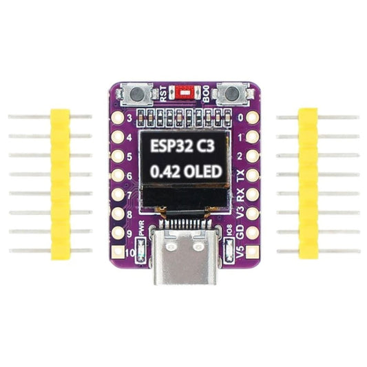 Placa OLED ESP32-C3 com Módulo 0.42 polegadas Wifi + Bluetooth USB Tipo C - CTRL-ESP32C3-OLED-042 - Comecx Labs