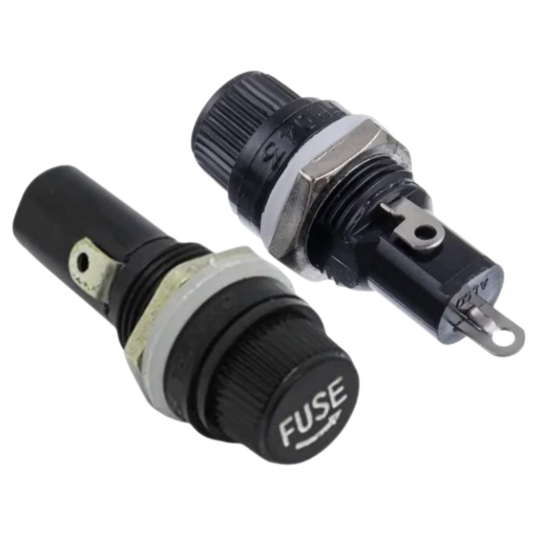 Porta Fusível Preto 5x20mm com Tampa de Rosca - MAN-PROT-FUSE-234766 - Comecx Labs