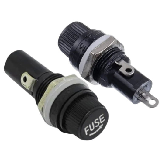Porta Fusível Preto 5x20mm com Tampa de Rosca - MAN-PROT-FUSE-234766 - Comecx Labs