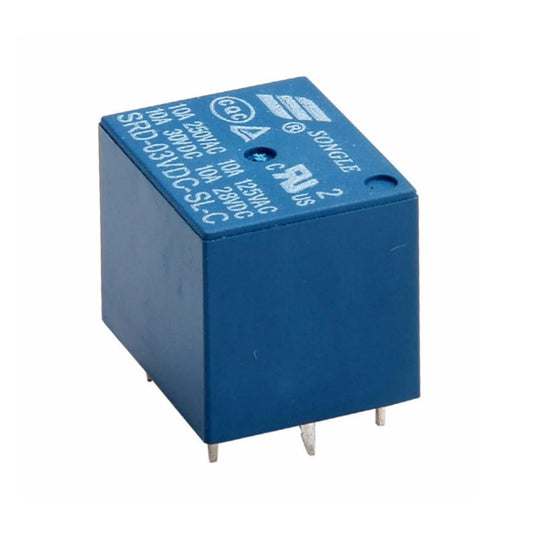 Relé 3V Songle 10A 5 Pinos Azul SRD-03VDC-SL-C - COMP-RELE-82489 - Comecx Labs