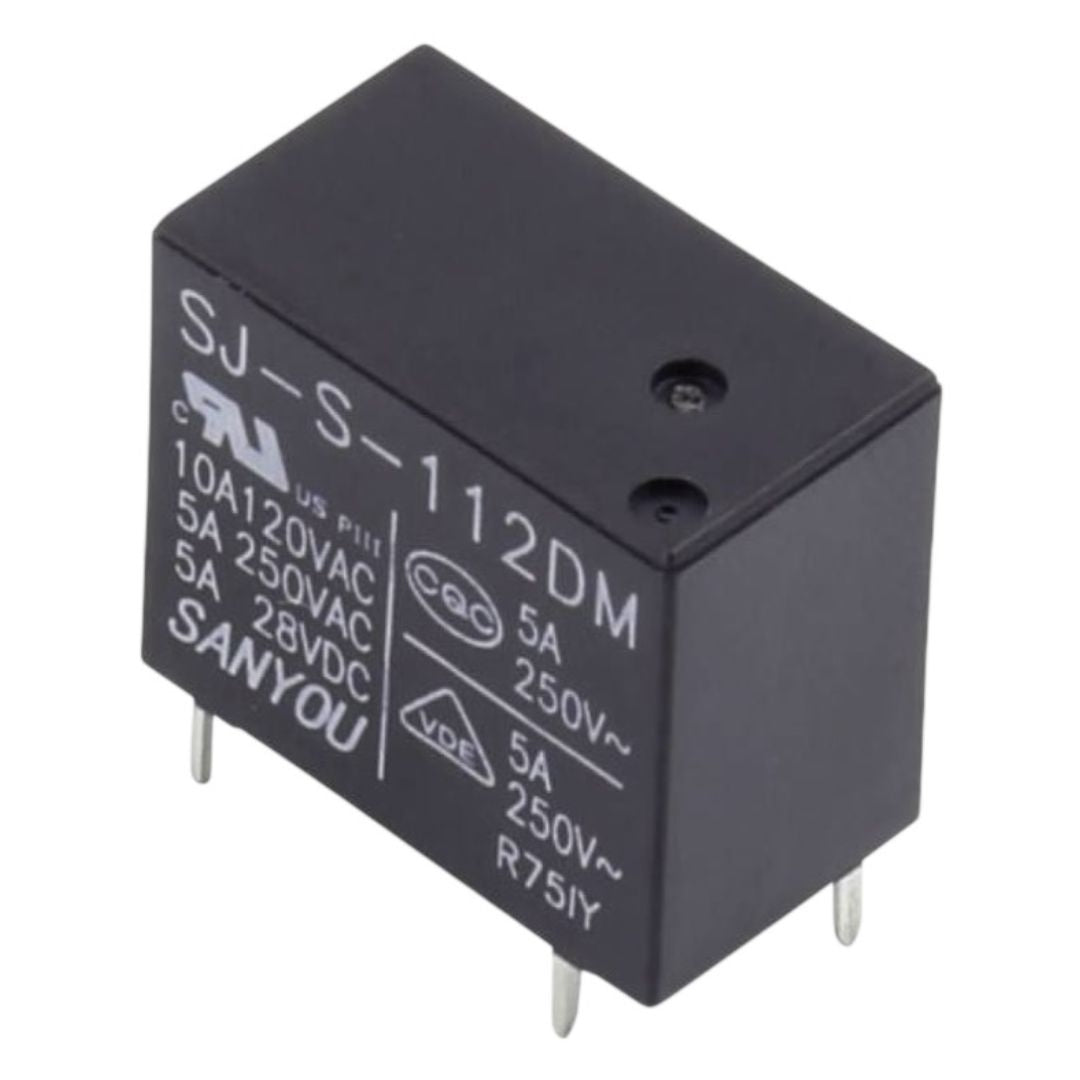 Relé 28V 5A 4 Pinos (SJ-S-112DM) Sanyou - MAN-PROT-RELAY-228940 - Comecx Labs