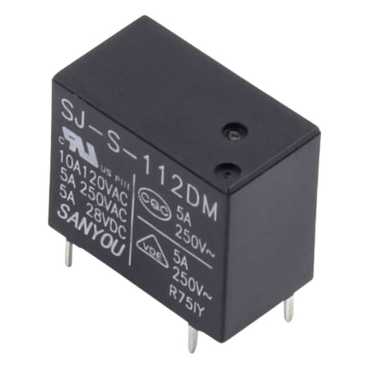 Relé 28V 5A 4 Pinos (SJ-S-112DM) Sanyou - MAN-PROT-RELAY-228940 - Comecx Labs