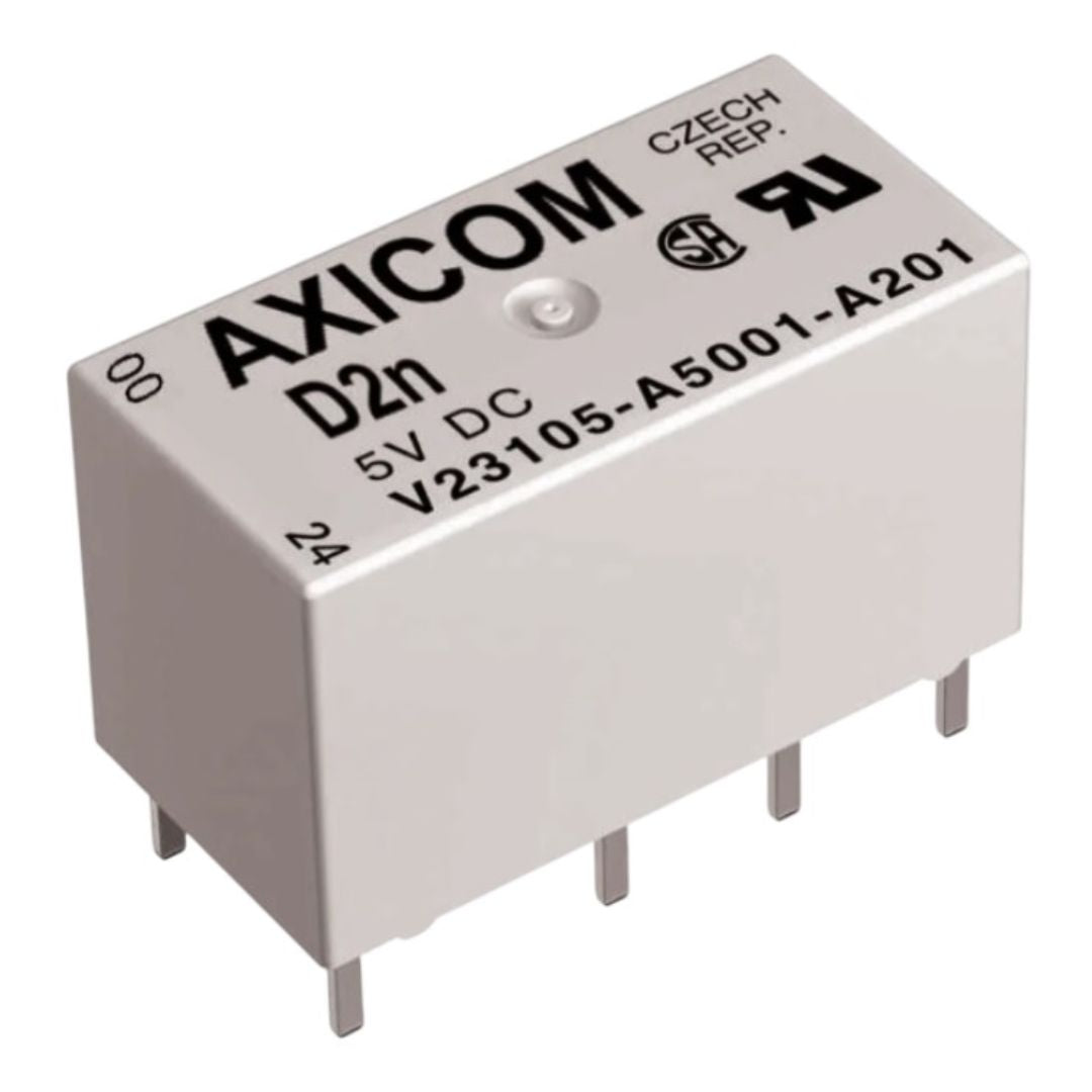Relé 5V 3A 8 Pinos D2n DPDT (V23105A5401A201) Axicom - MAN-PROT-RELAY-229102 - Comecx Labs