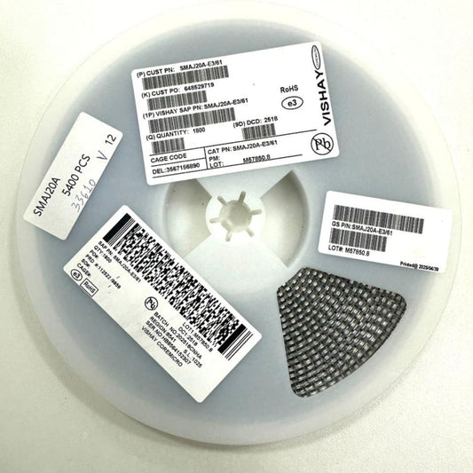 Rolo 1.800 Peças - Diodo TVS SMAJ20A-E3/61 SMA 20V 400W (BV) SMD - MAN-PROT-SURGE-220764 - Comecx Labs