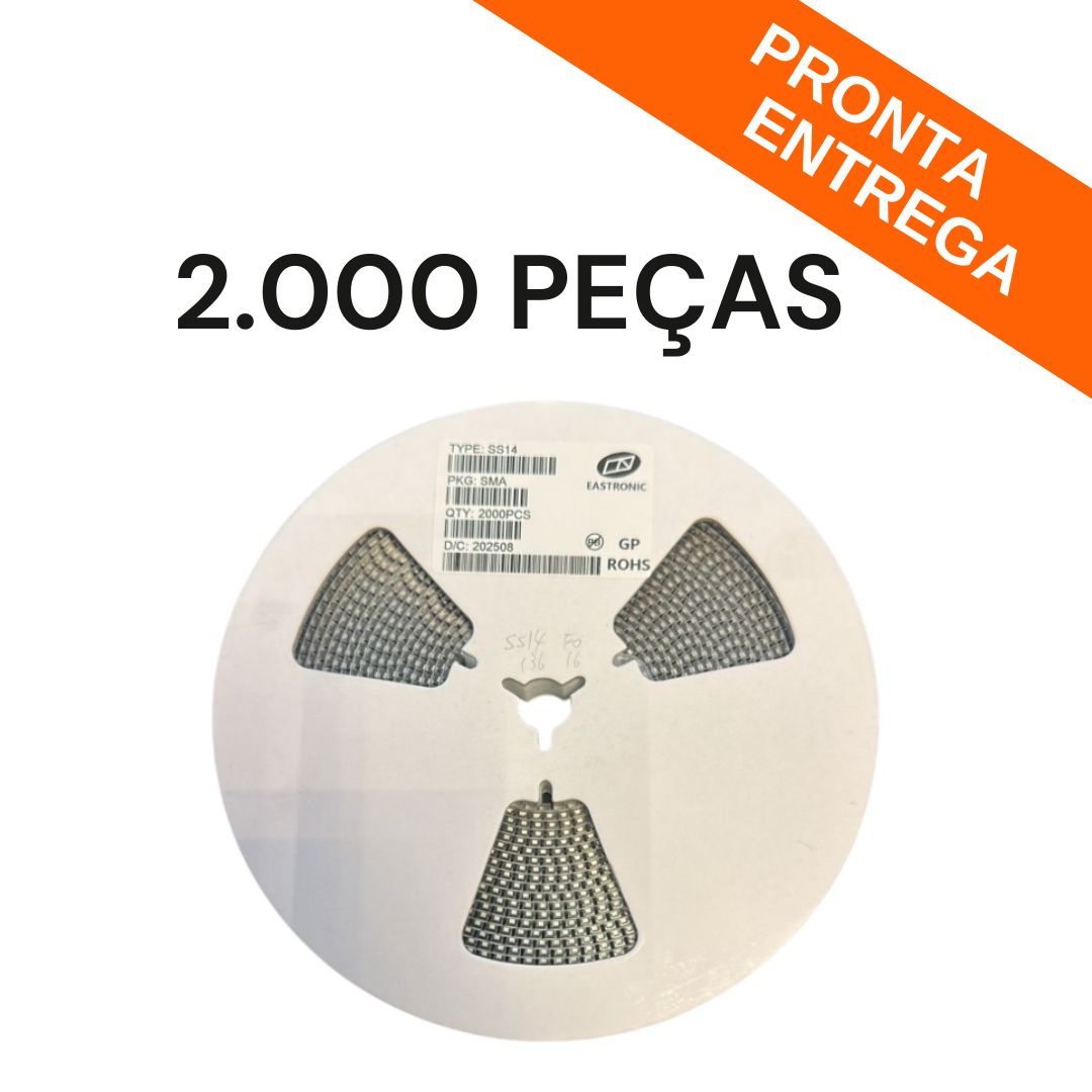 Rolo 2.000 Peças - Diodo Retificador SS14 SMA DO-214AC 40V 1A SMD EASTRONIC - SEMI-226372 - Comecx Labs
