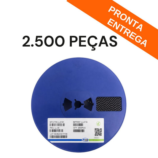Rolo 2.500 Peças - Diodo Retificador LL4148 SOD-80 100V 150mA 500mW (1N4148) SMD - SEMI-237194 - Comecx Labs