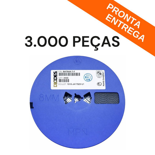 Rolo 3.000 Peças - Diodo Retificador BAT54A-7-F SOT-23-3 30V 200mW SMD (KL2) Diodes - SEMI-229818 - Comecx Labs