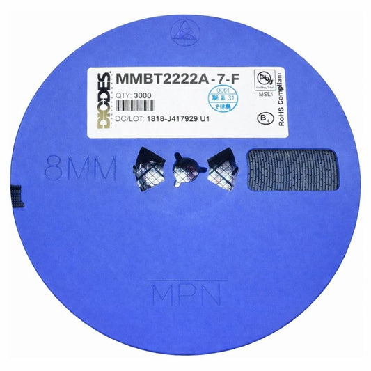 Rolo 3.000 Peças - Transistor Bipolar NPN MMBT2222A-7-F SOT-23-3 40V SMD ( K1P ) Diodes - SEMI-230856 - Comecx Labs