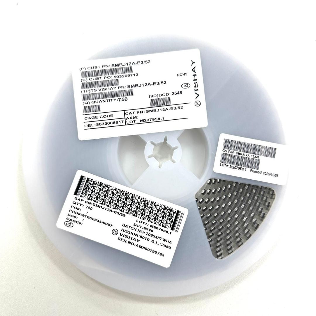 Rolo 750 peças - Diodo Proteção SMBJ12A DO-214AA 12V 600W SMD ( LE ) - MAN-PROT-FUSE-235004 - Comecx Labs