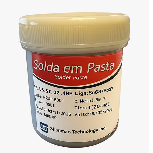 Solda em Pasta SH6309 63Sn/37Pb 500g Shenmao - FER-PRO-SOLDA-PASTA-SH6309-500G - Comecx Labs