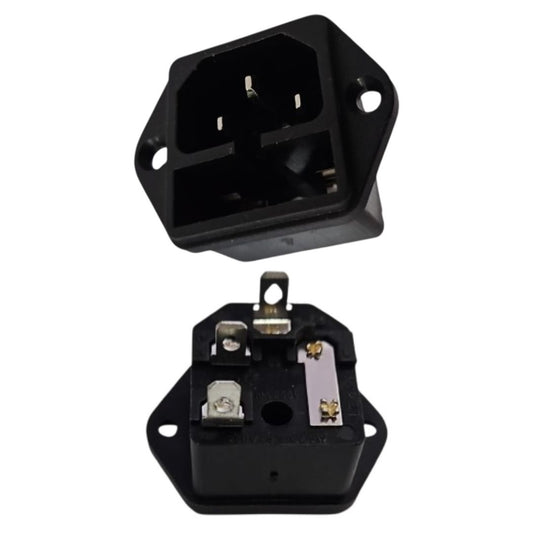 Tomada Tripolar AC com Porta Fusível Integrado - MAN-PROT-FUSE-245422 - Comecx Labs