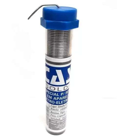Tubo de Solda Estanho 22g 1mm em Fio 63x37 Cast - FER-ESTANHO-22G-1MM - Comecx Labs